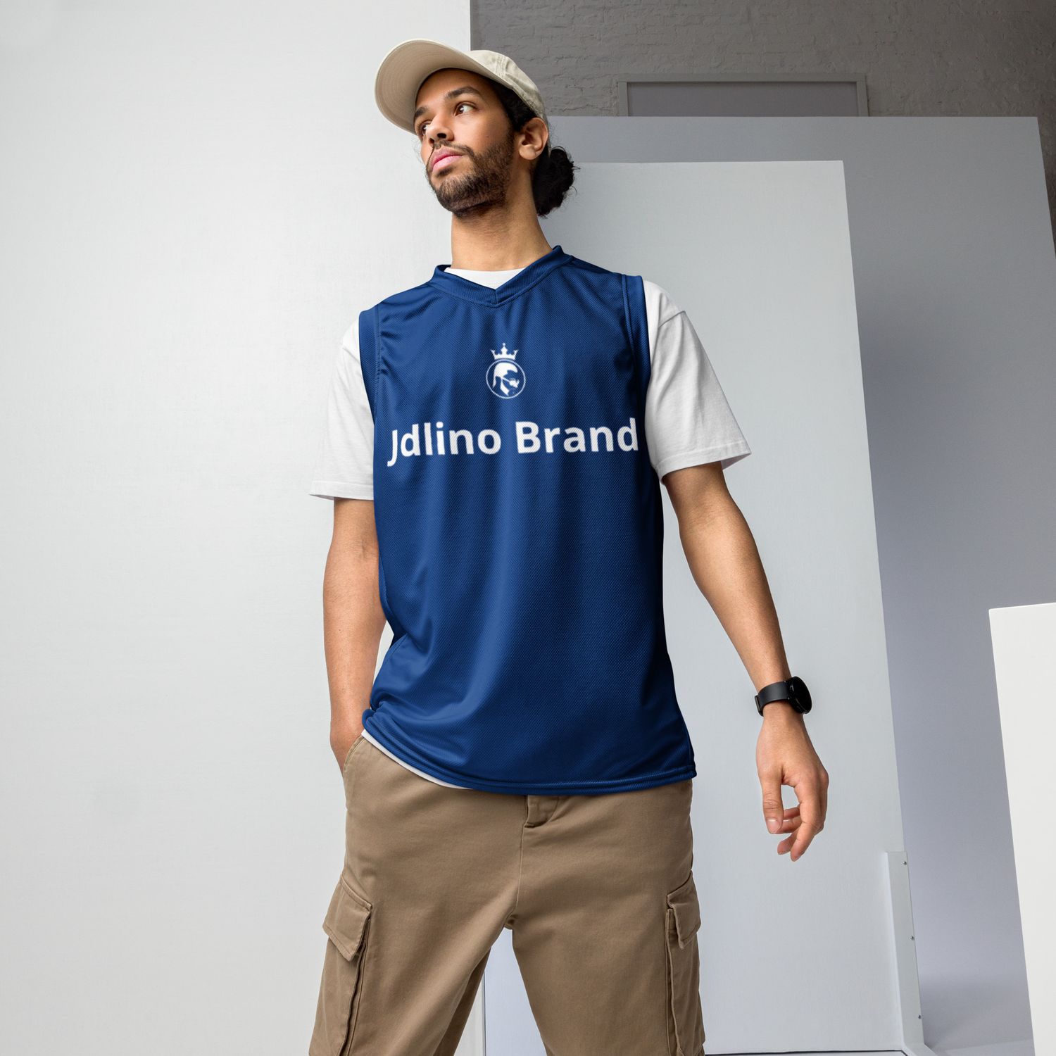 JdLino Brand B/W Recycled unisex basketball jersey