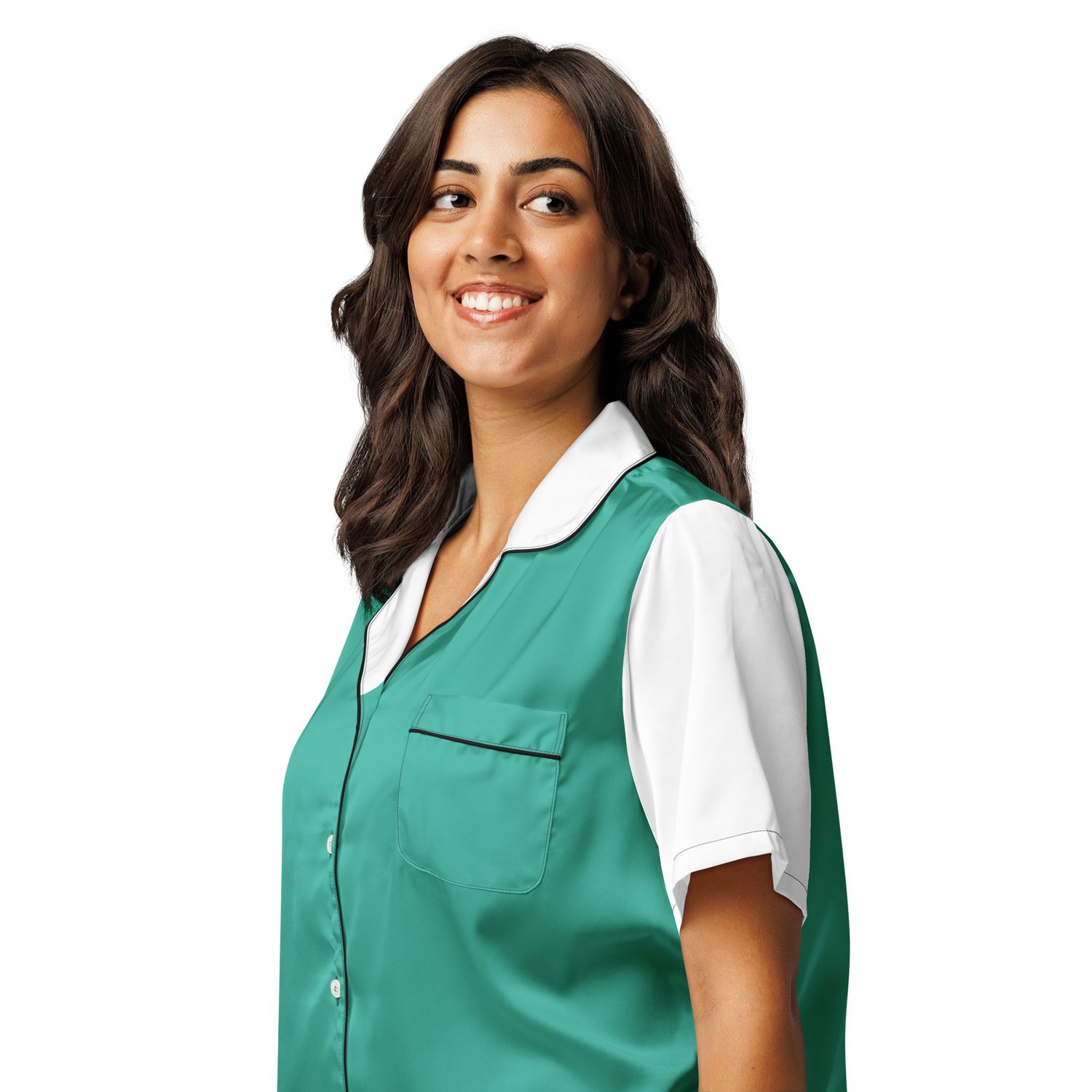 JdLino Brand N/B All-over print women’s short sleeve pajama top