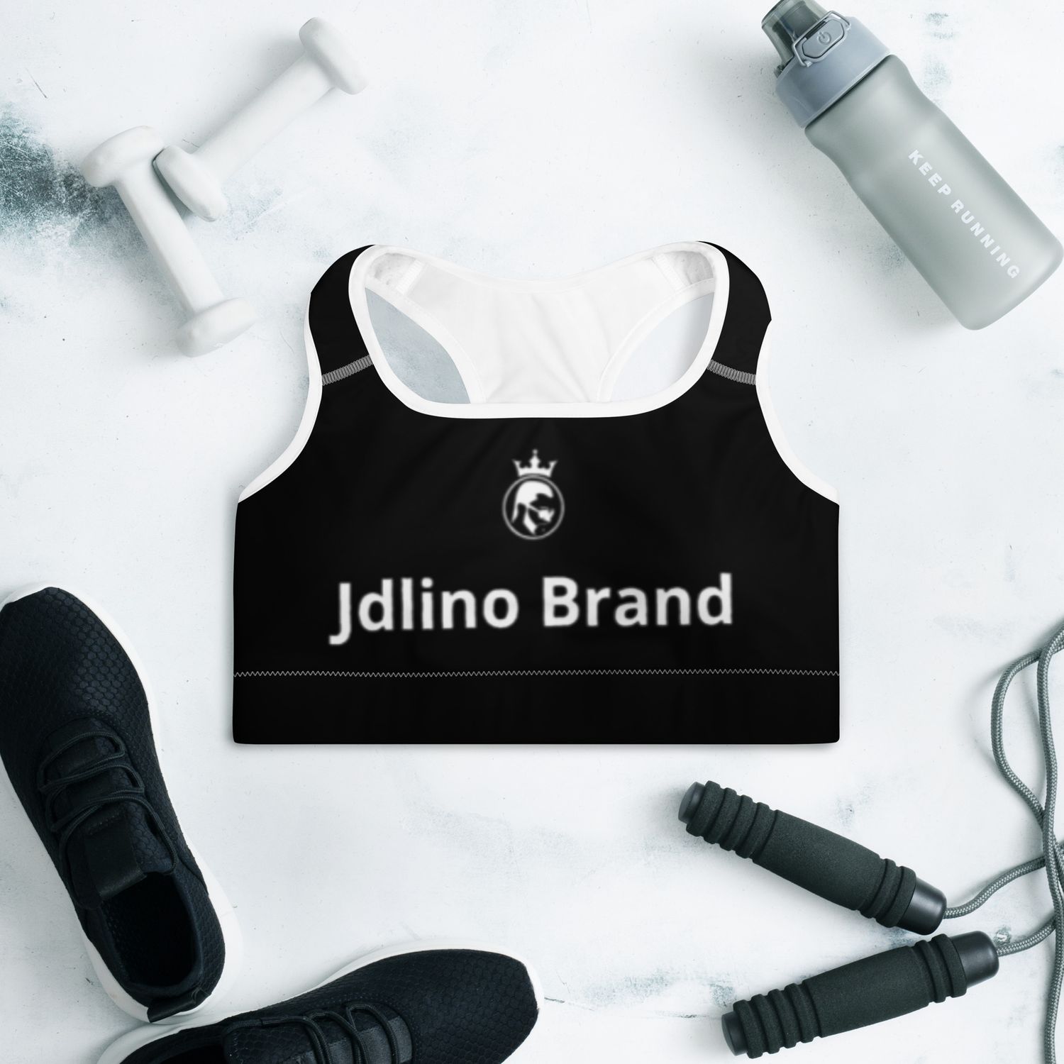 JdLino Brand B/W Padded Sports Bra