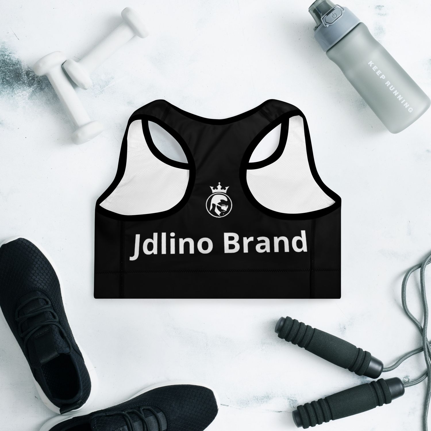 JdLino Brand B/W Padded Sports Bra