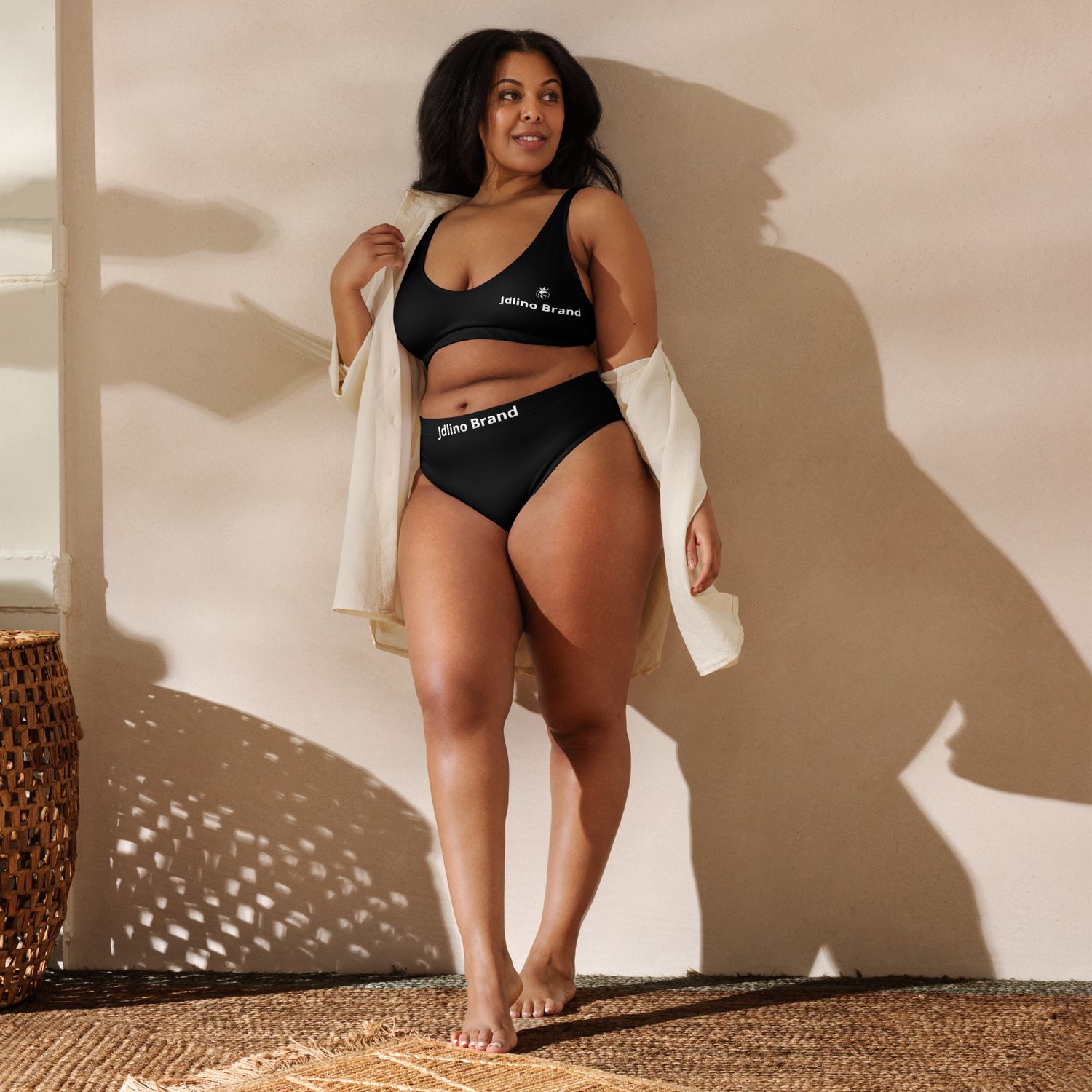 JdLino Brand B/W Recycled high-waisted bikini