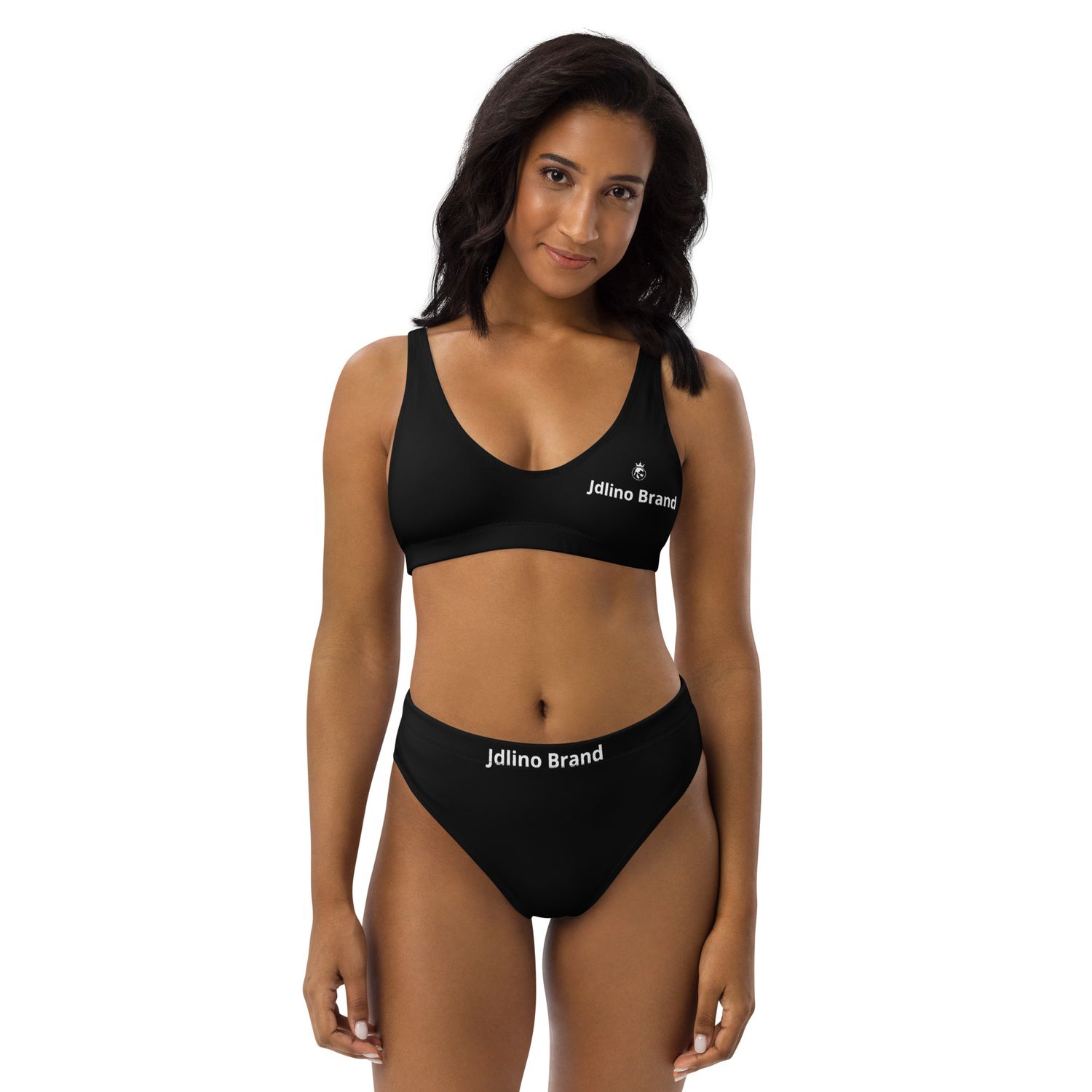 JdLino Brand B/W Recycled high-waisted bikini