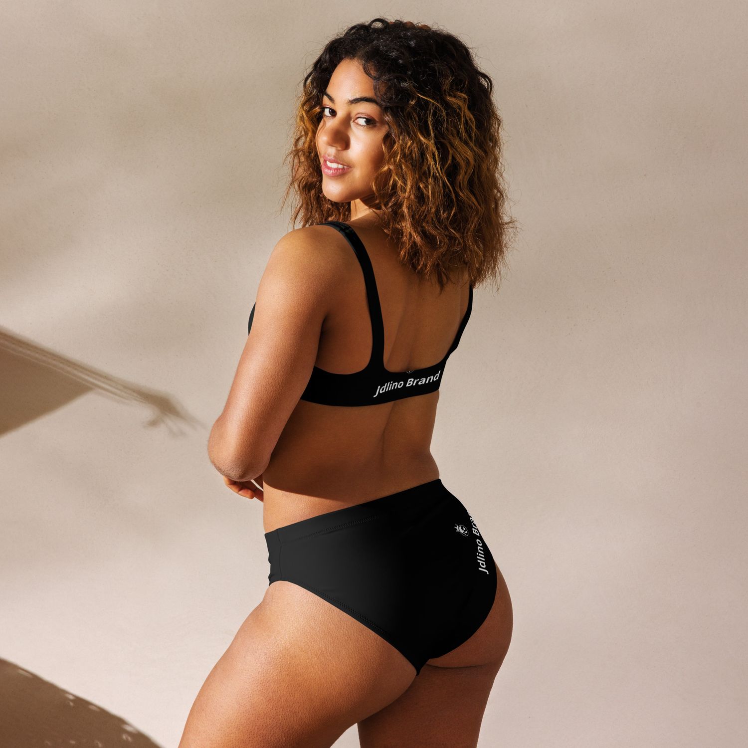 JdLino Brand B/W Recycled high-waisted bikini