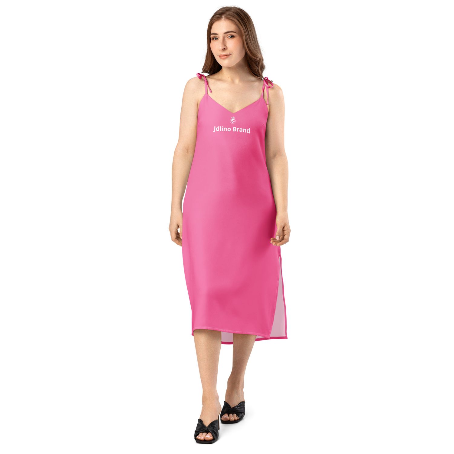 JdLino Brand P/W Tie-strap midi dress