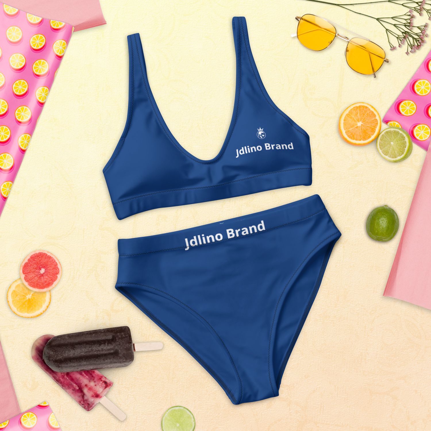 JdLino Brand B/W Recycled high-waisted bikini
