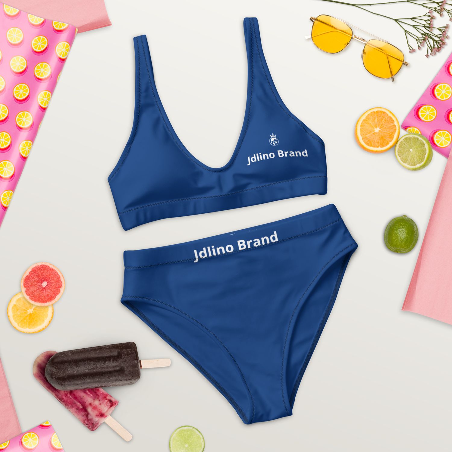 JdLino Brand B/W Recycled high-waisted bikini