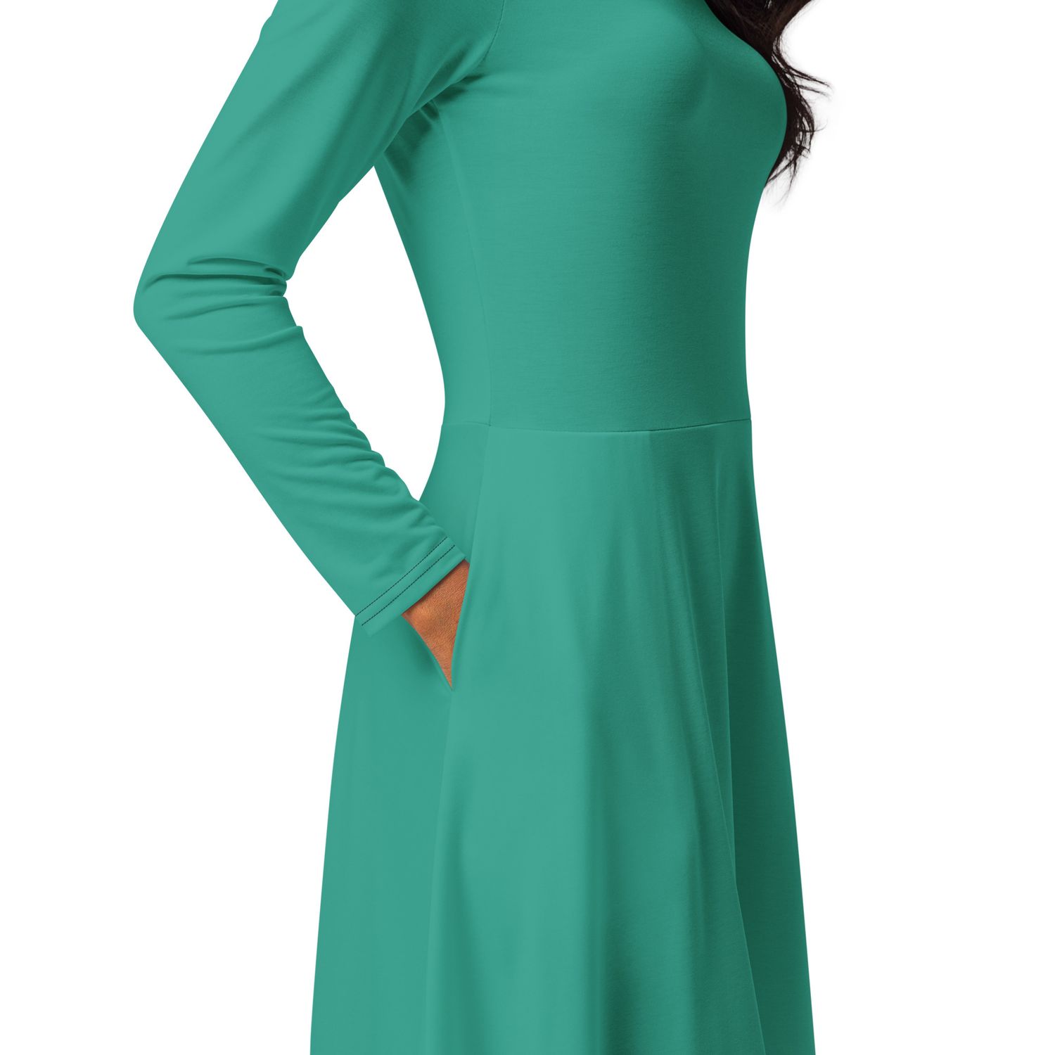 JdLino Brand Niagara All-over print long sleeve midi dress