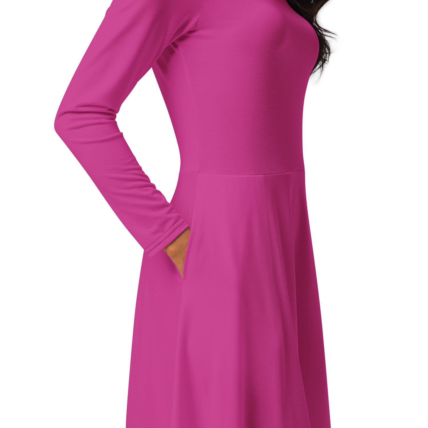 JdLino Brand Serice All-over print long sleeve midi dress