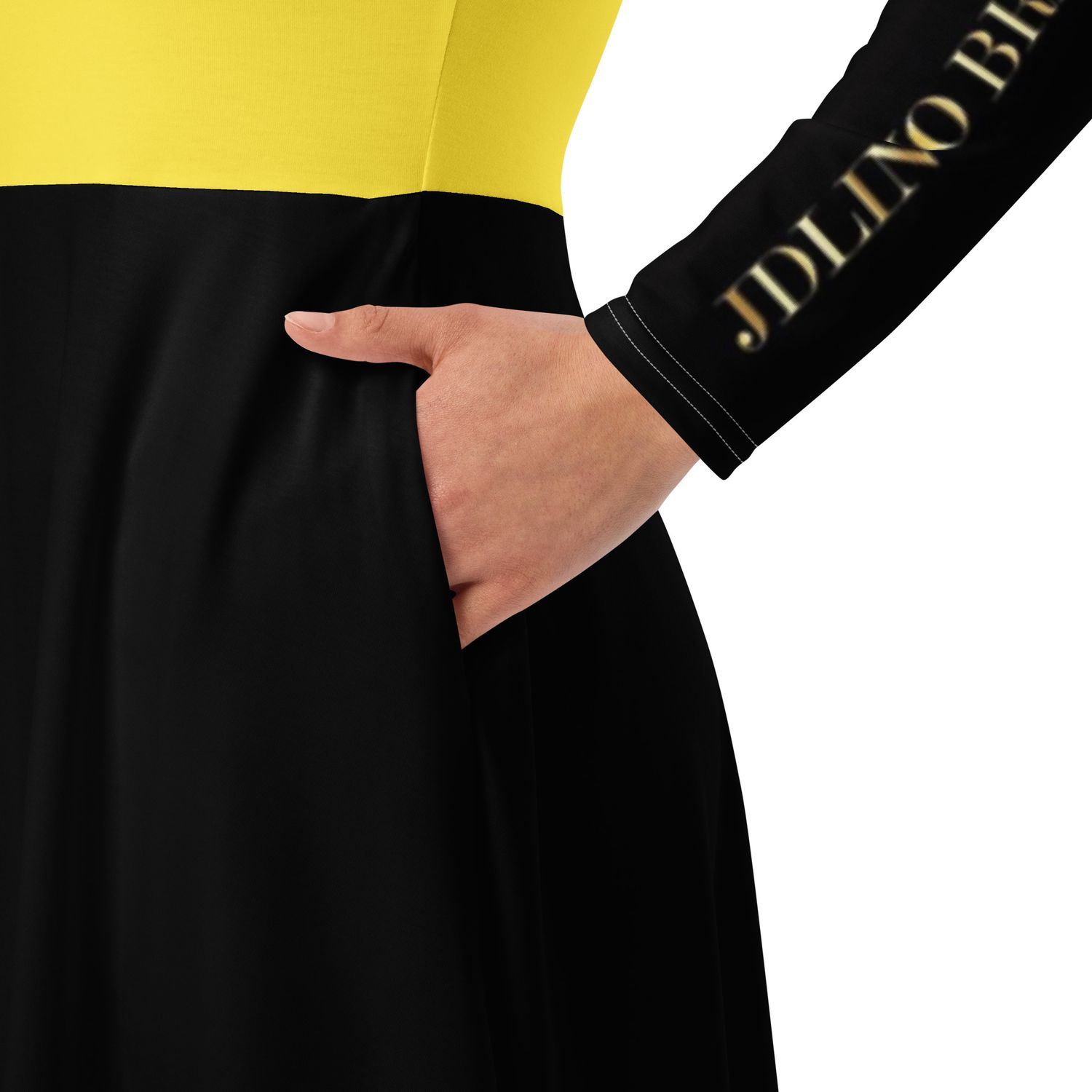 Jdlino Brand B/G All-over print long sleeve midi dress