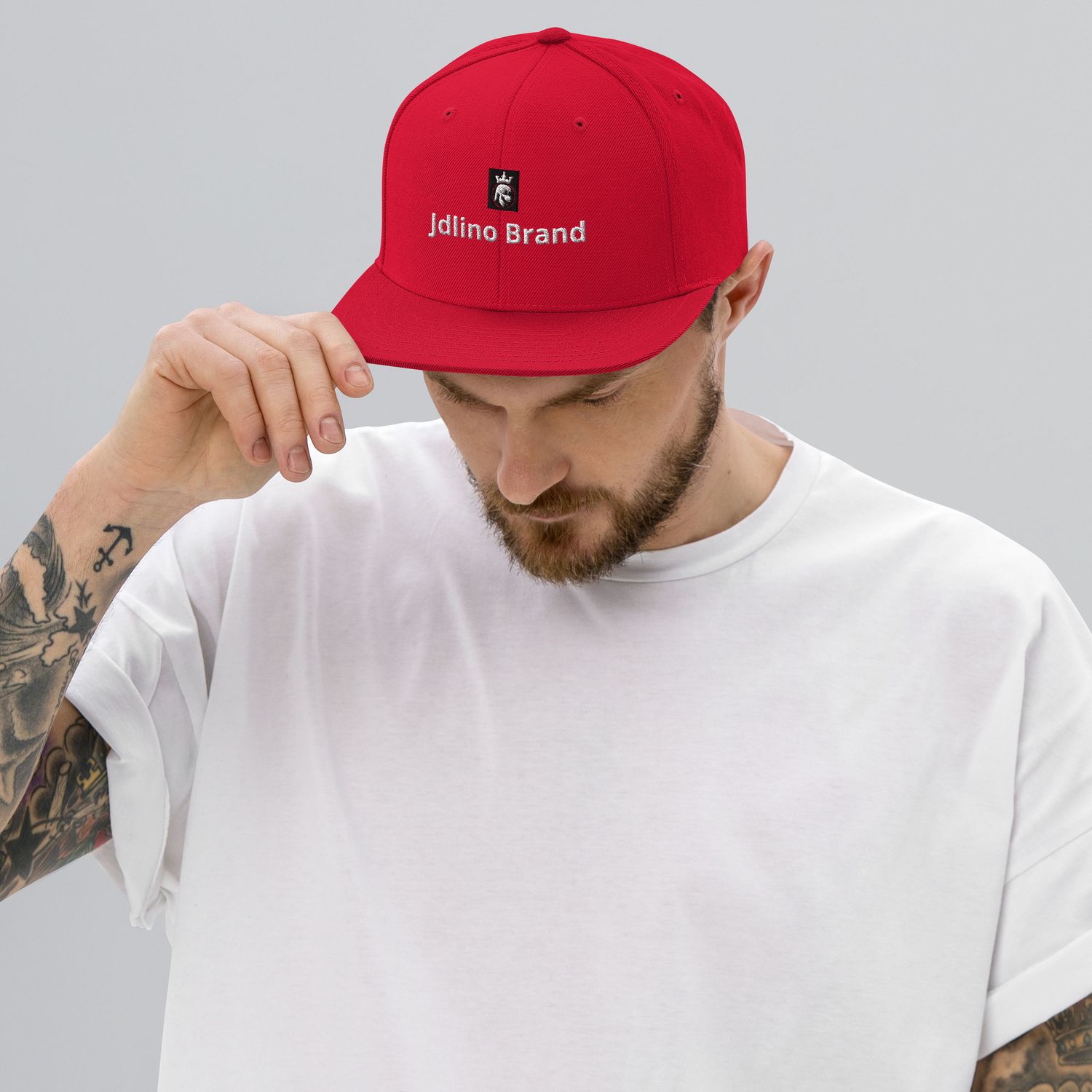JdLino Brand R/W Snapback Hat