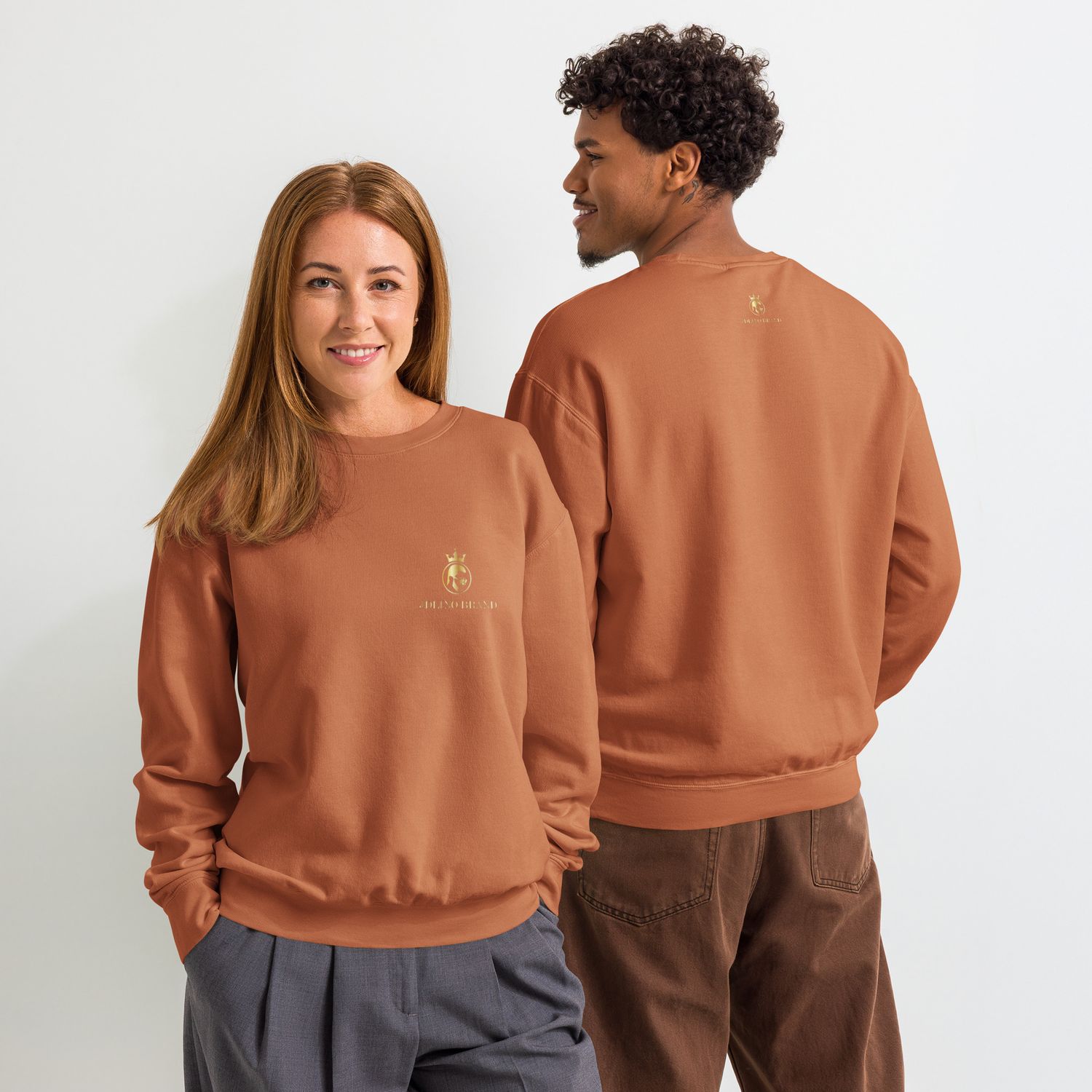 JdLino Brand Unisex garment-dyed fleece crewneck sweatshirt