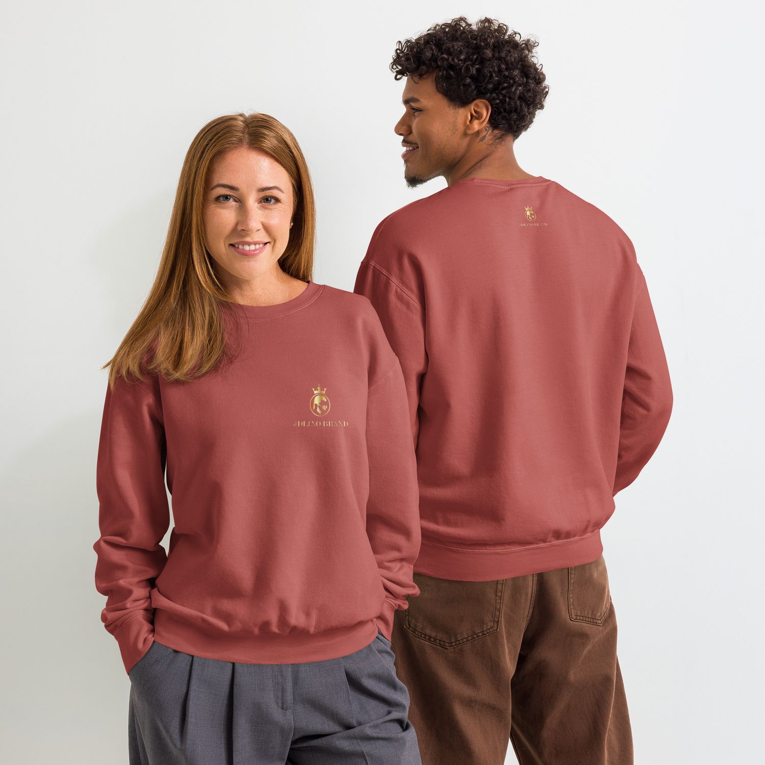 JdLino Brand Unisex garment-dyed fleece crewneck sweatshirt