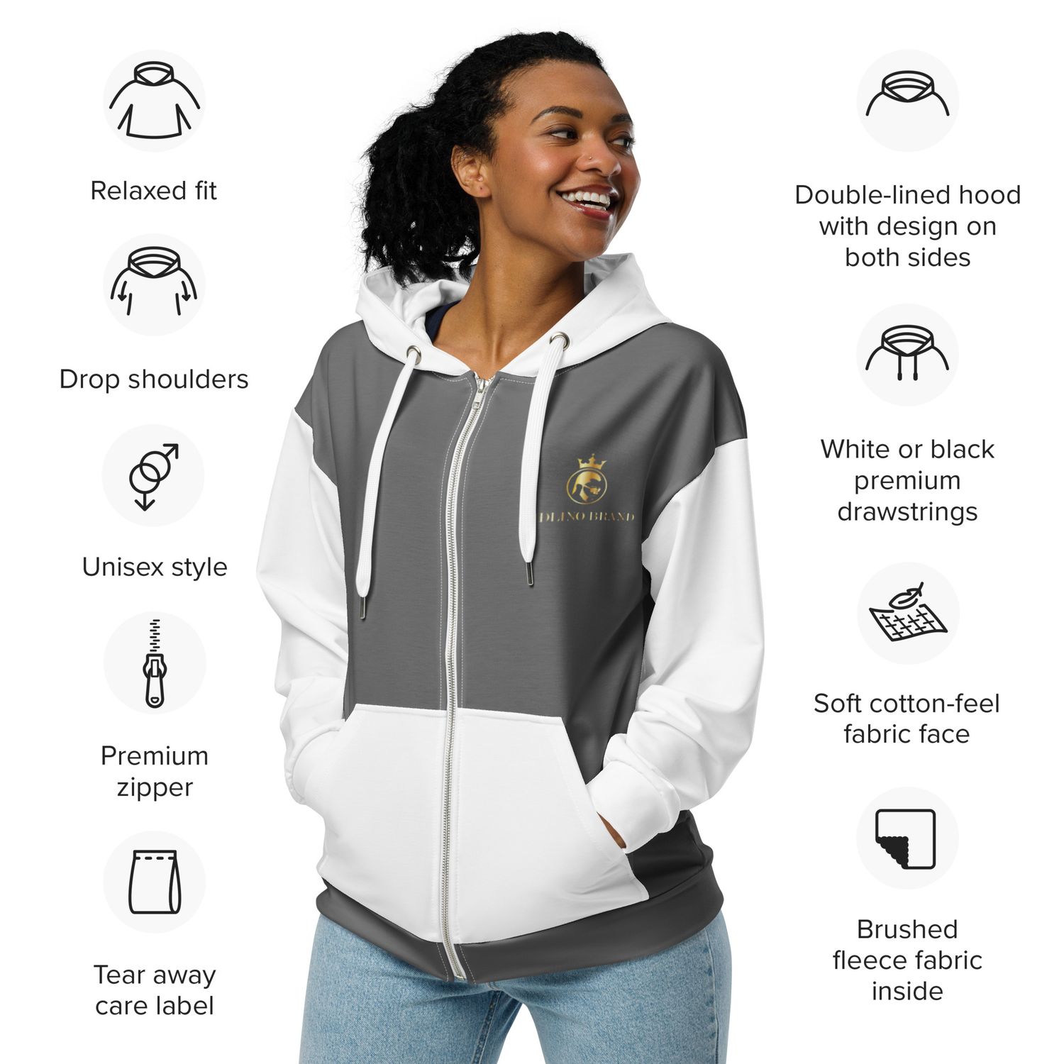 JDLINO BRAND G/G Unisex zip hoodie