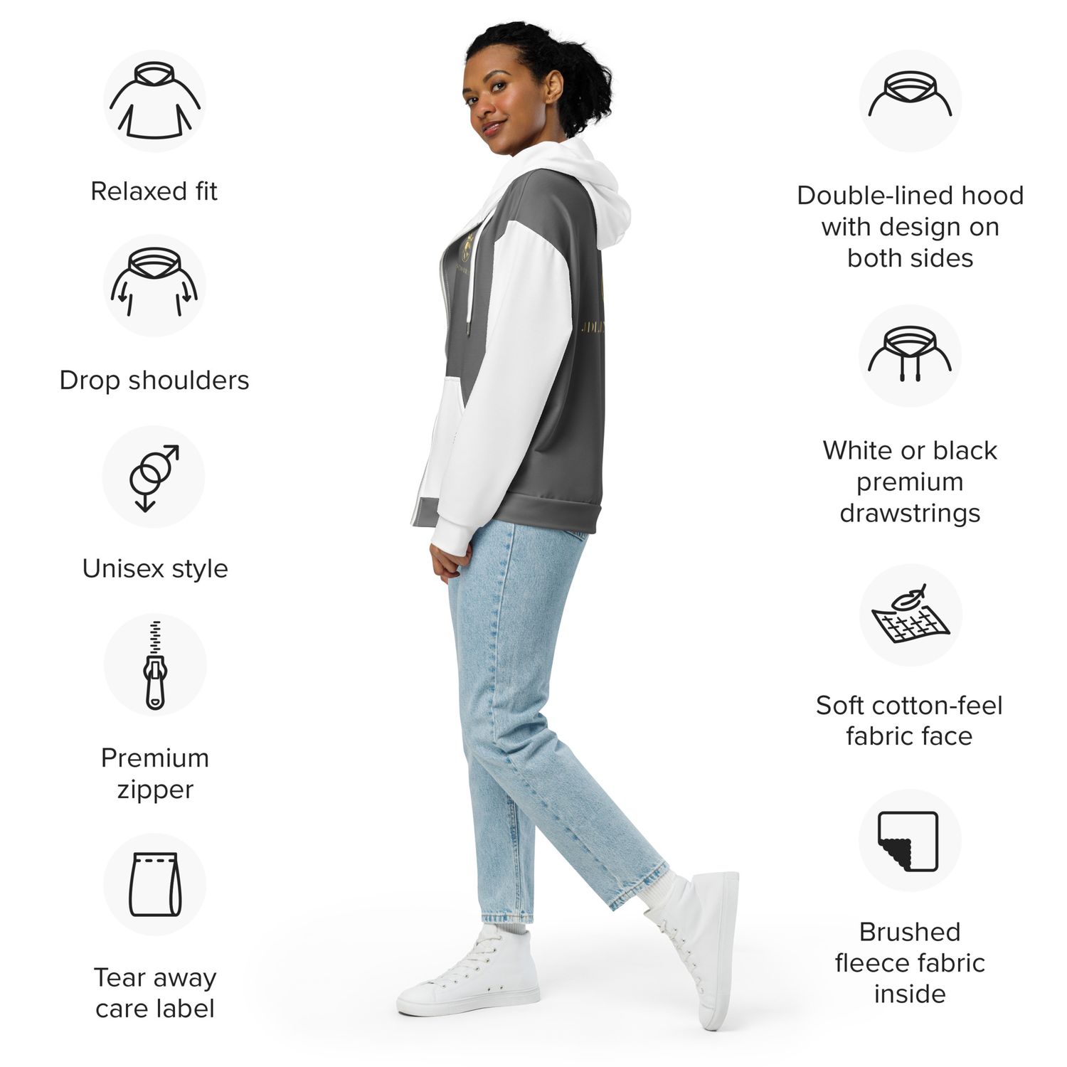 JDLINO BRAND G/G Unisex zip hoodie