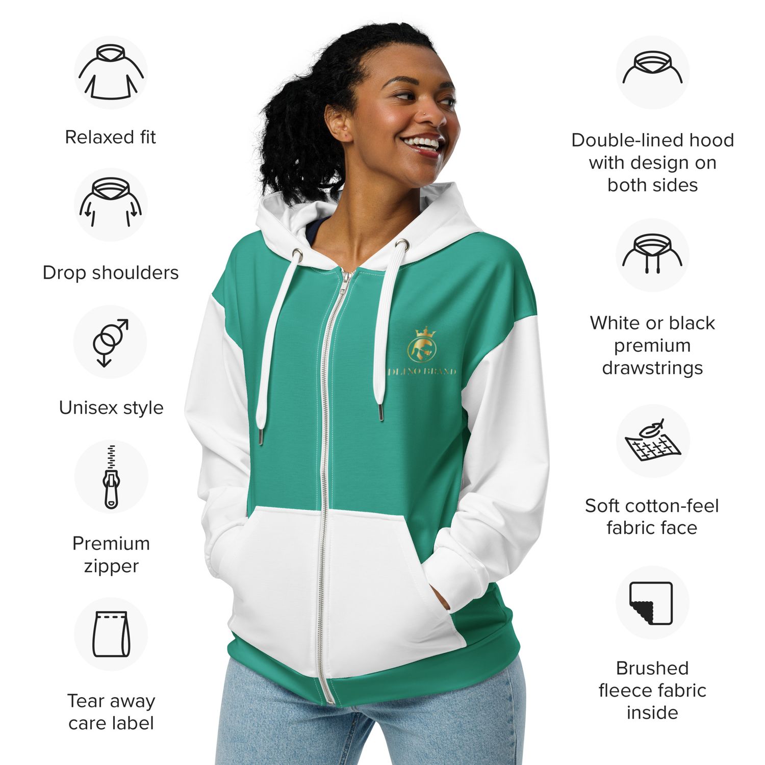 JDLINO BRAND N/G Unisex zip hoodie