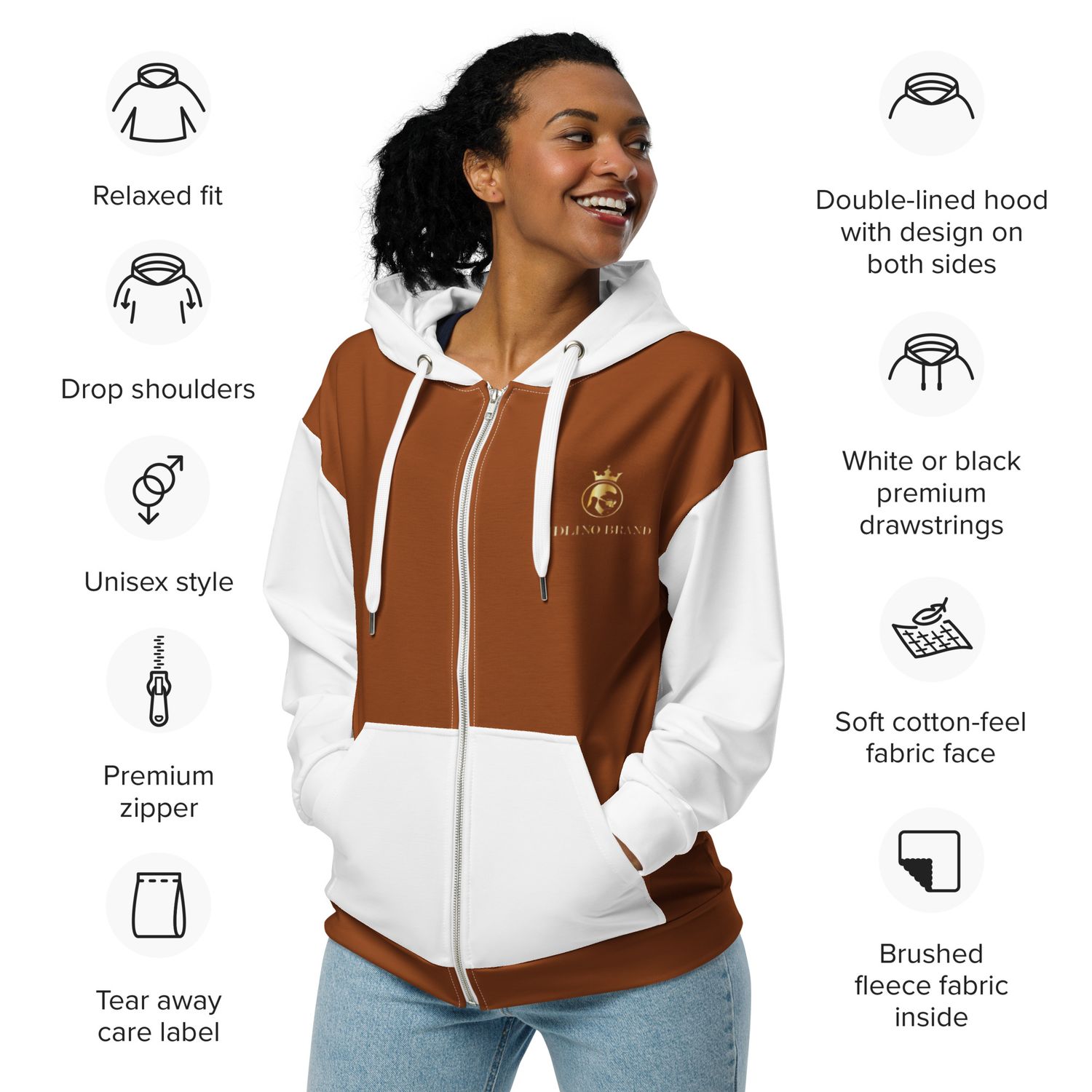 JDLINO BRAND B/W Unisex zip hoodie