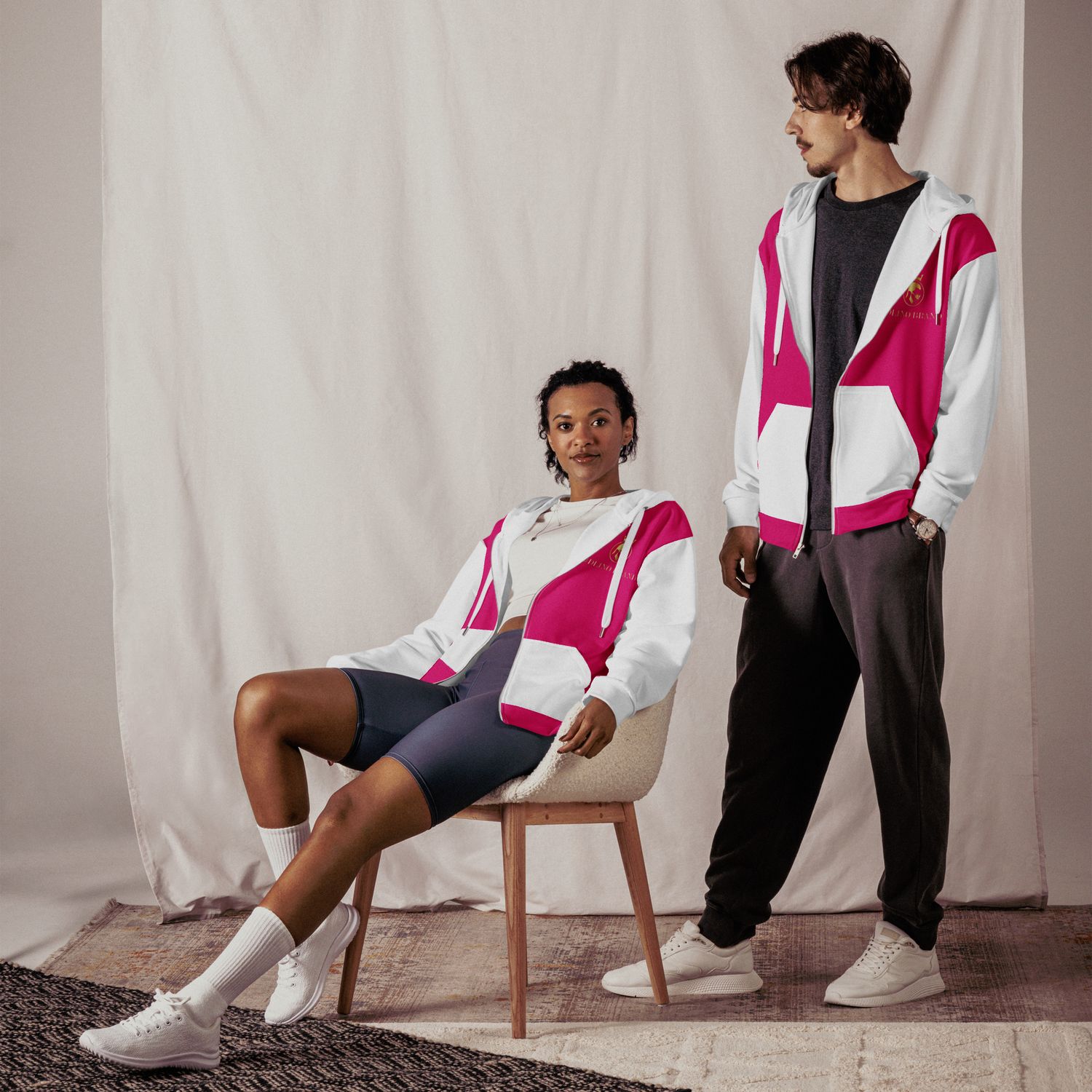 JDLINO BRAND P/W Unisex zip hoodie
