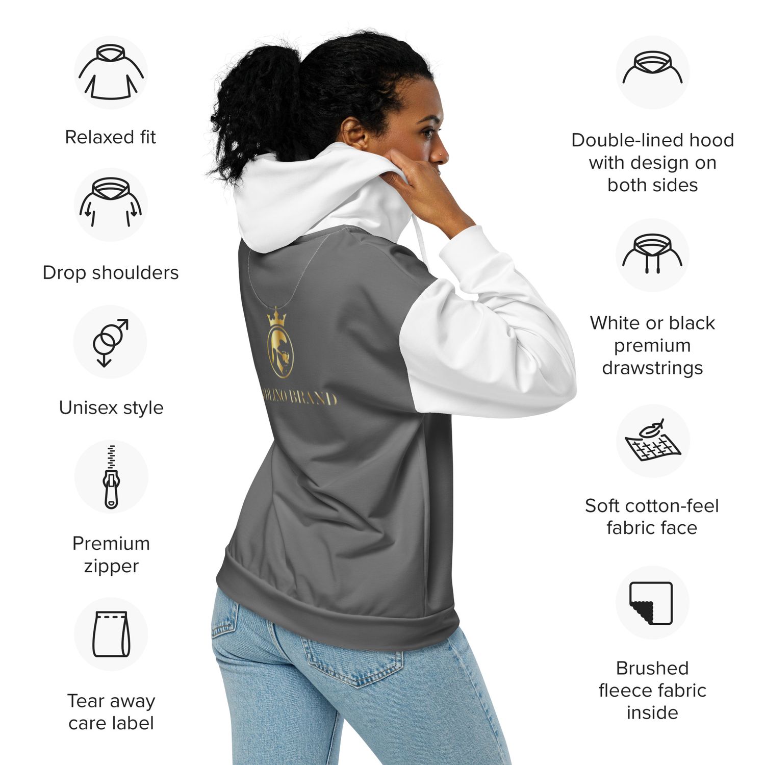 JDLINO BRAND G/W Unisex zip hoodie