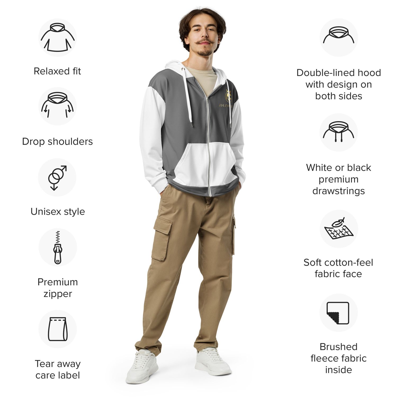 JDLINO BRAND G/W Unisex zip hoodie