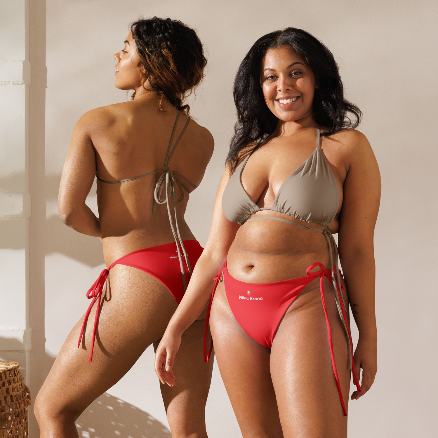 JDLINO BRAND R/W All-over print recycled string bikini bottom