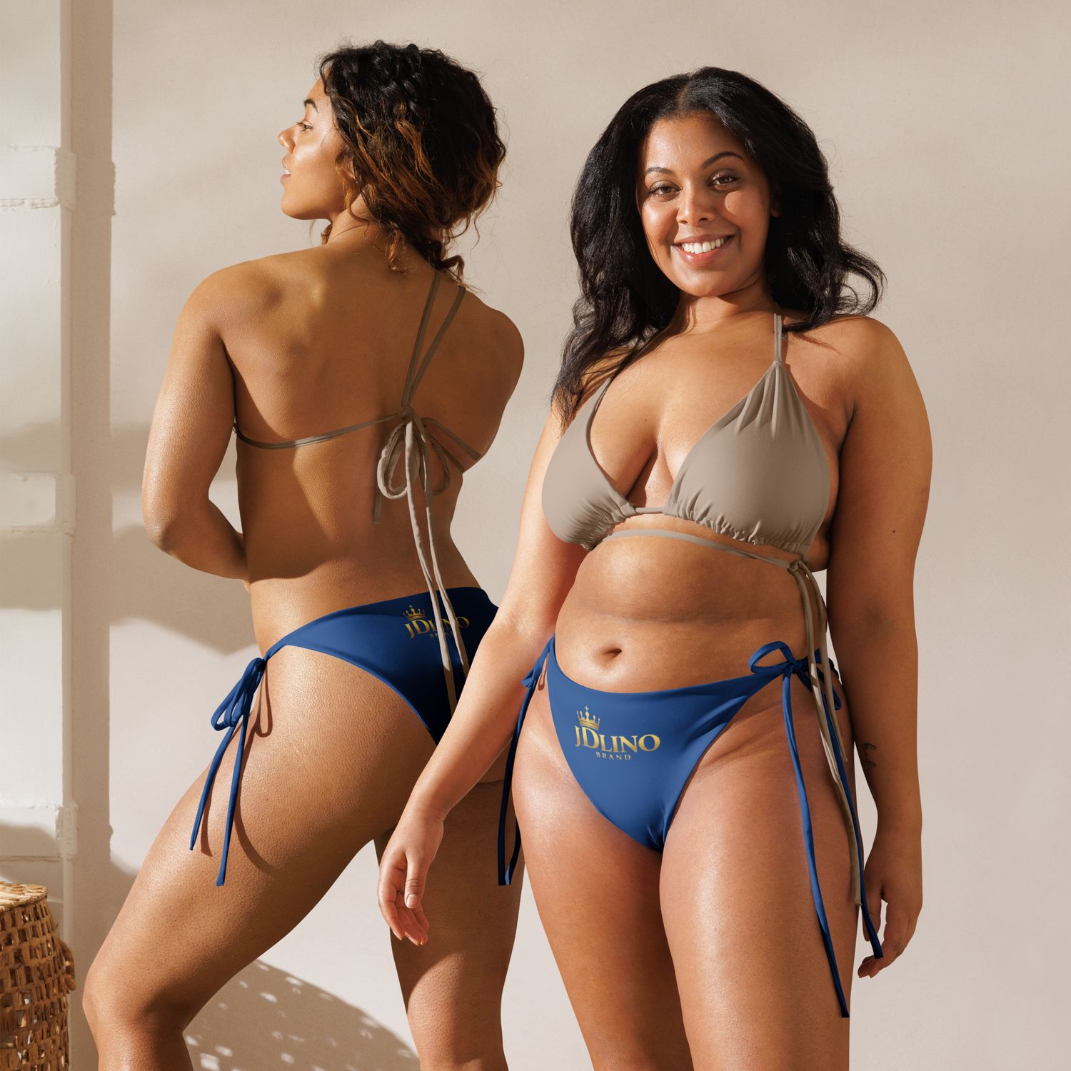 JDLINO BRAND G/B All-over print recycled string bikini bottom