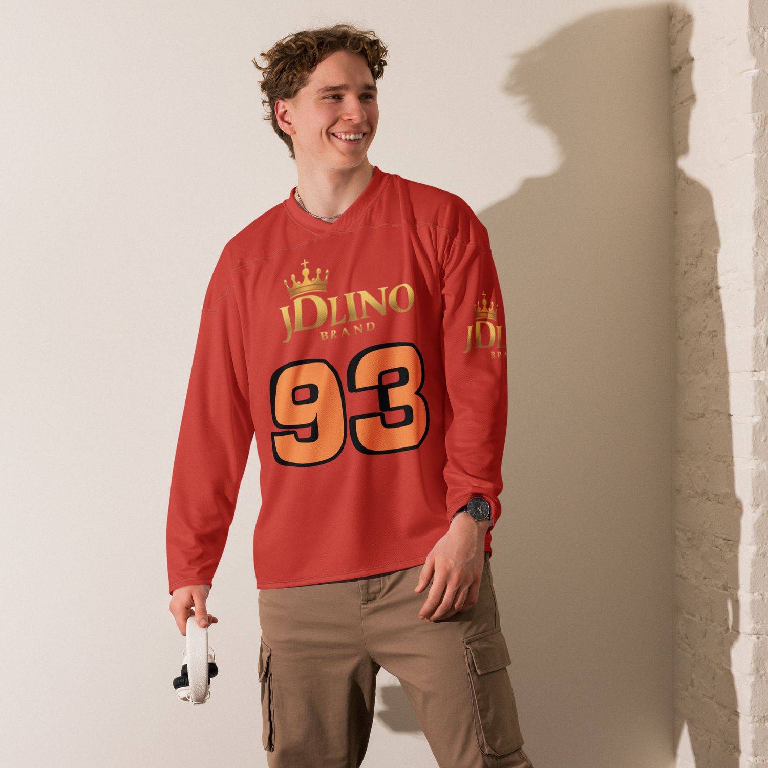 JDLINO BRAND R/G Unisex Recycled hockey fan jersey