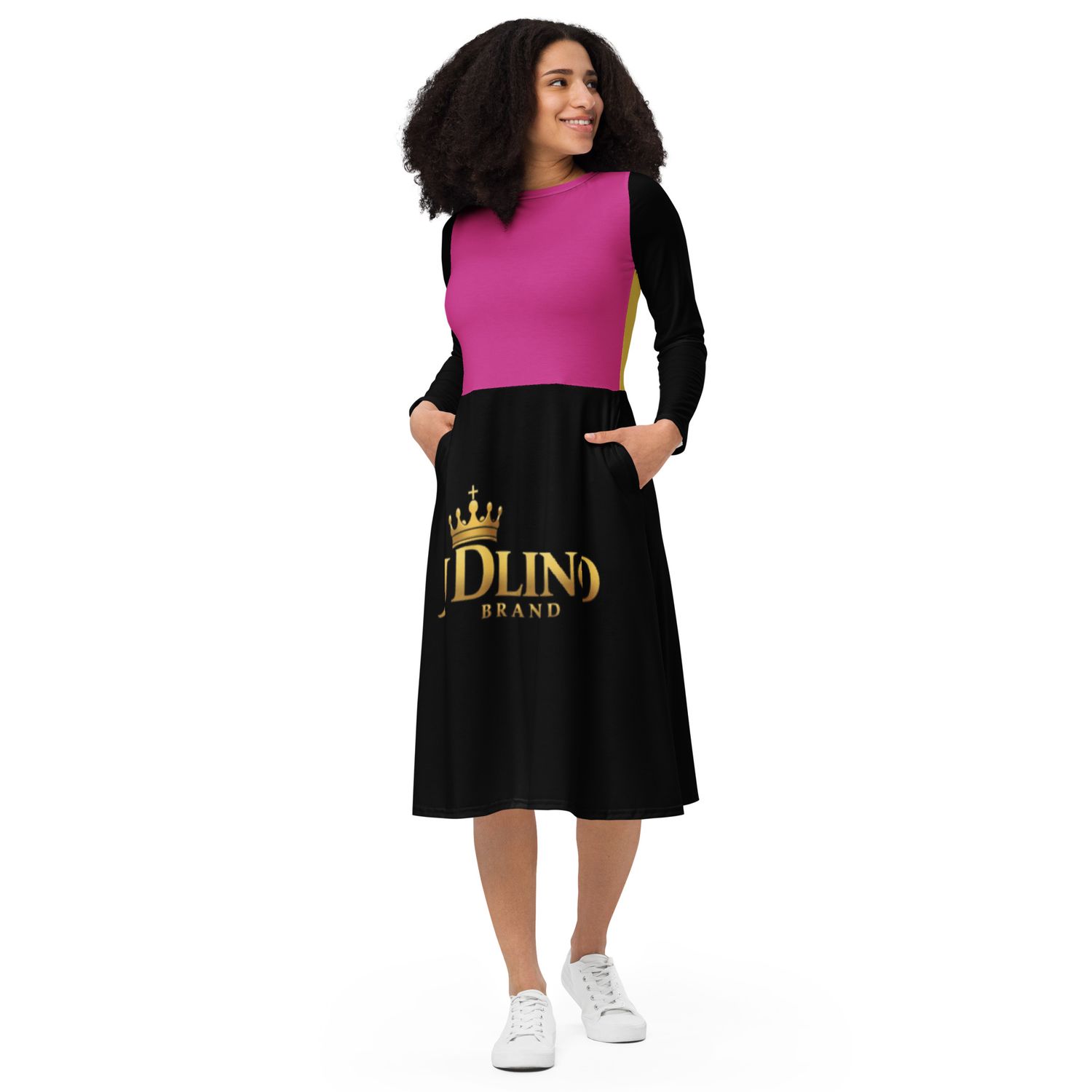 JDLINO BRAND P/G All-over print long sleeve dress