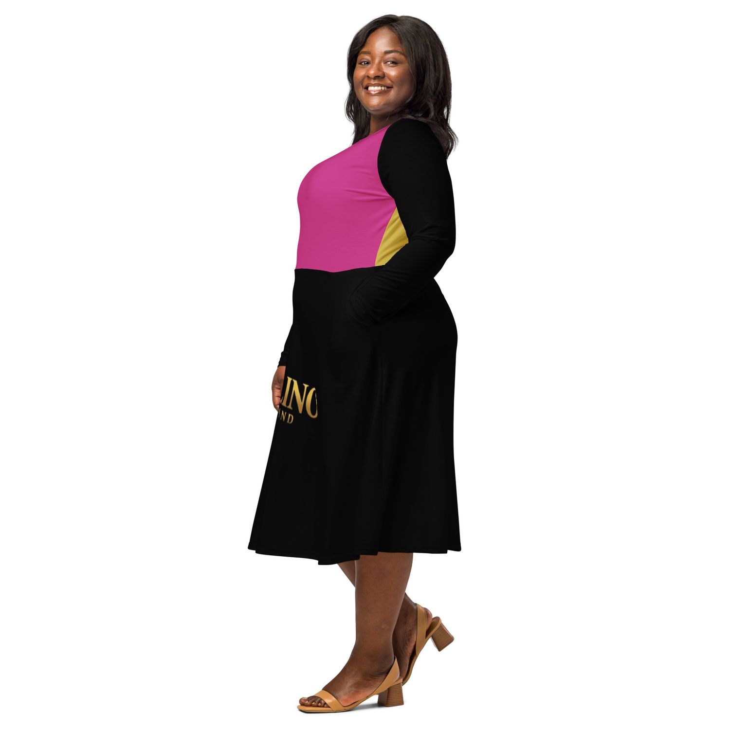 JDLINO BRAND P/G All-over print long sleeve dress