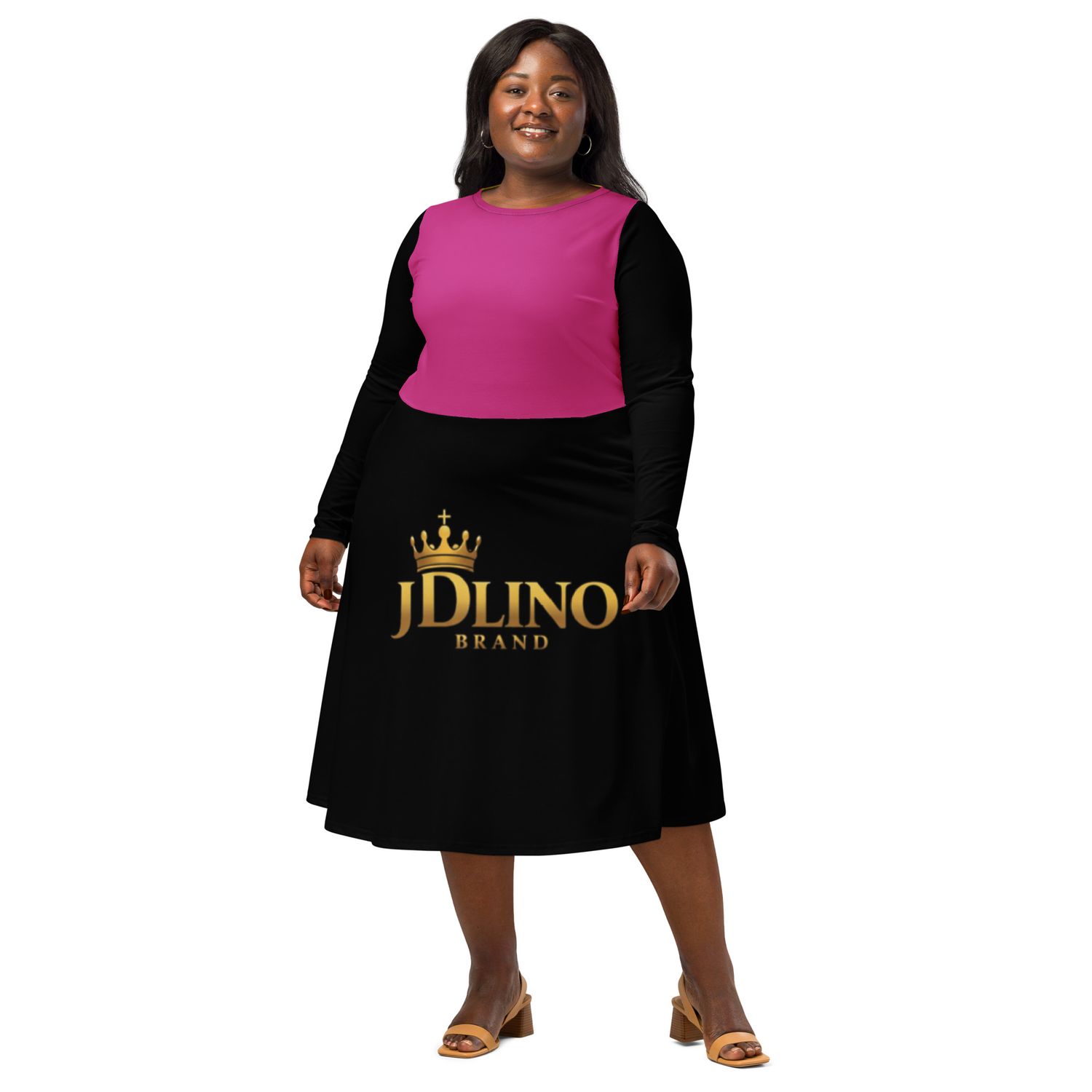 JDLINO BRAND P/G All-over print long sleeve dress
