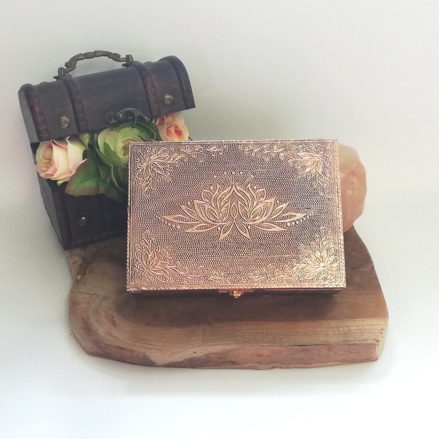 Tarot of sieraden doos lotus koperkleur
