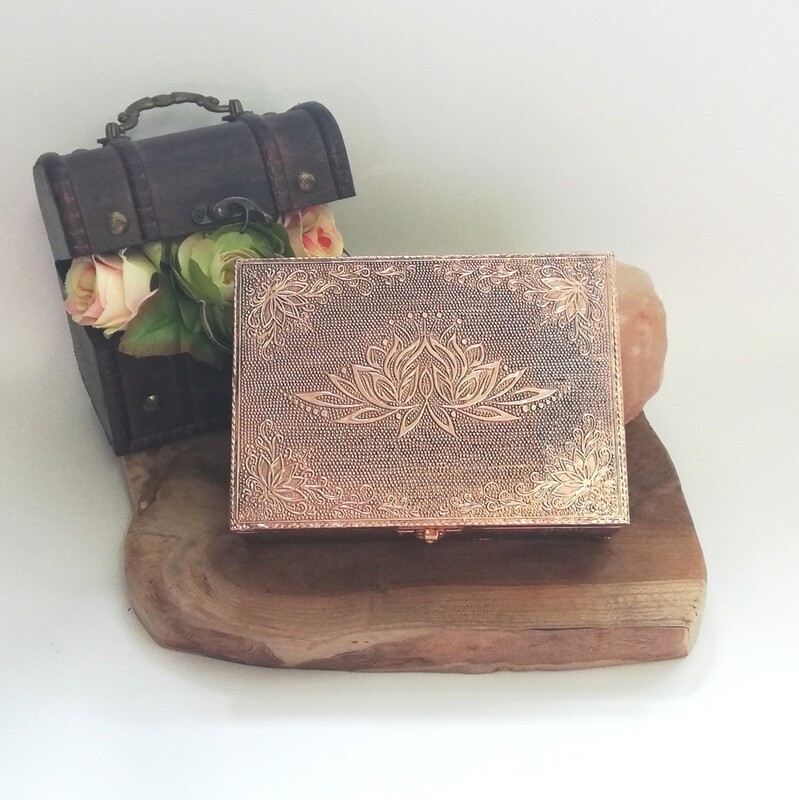Tarot of sieraden doos lotus koperkleur