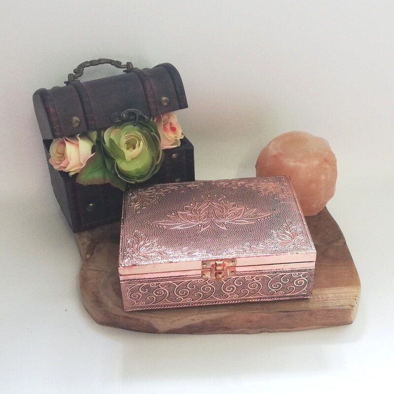 Tarot of sieraden doos lotus koperkleur