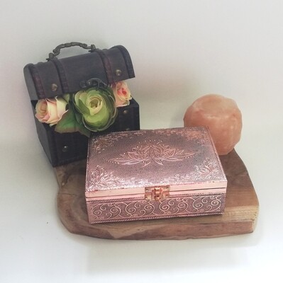 Tarot of sieraden doos lotus koperkleur