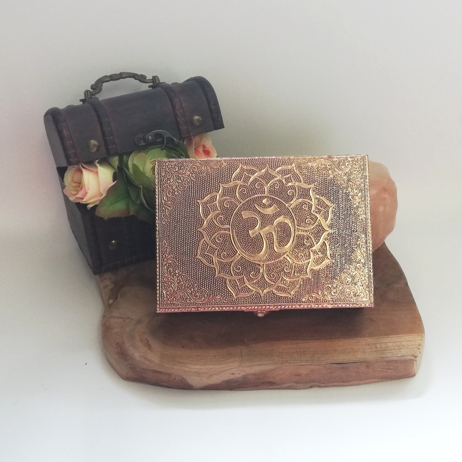 Tarot of sieraden doos Ohm koperkleurig