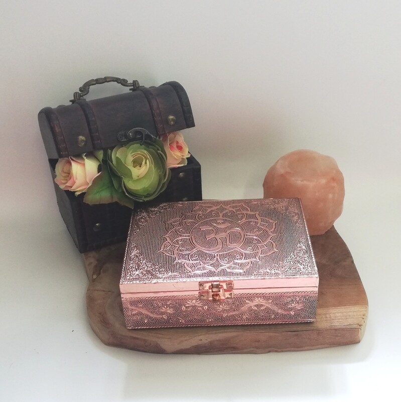 Tarot of sieraden doos Ohm koperkleurig
