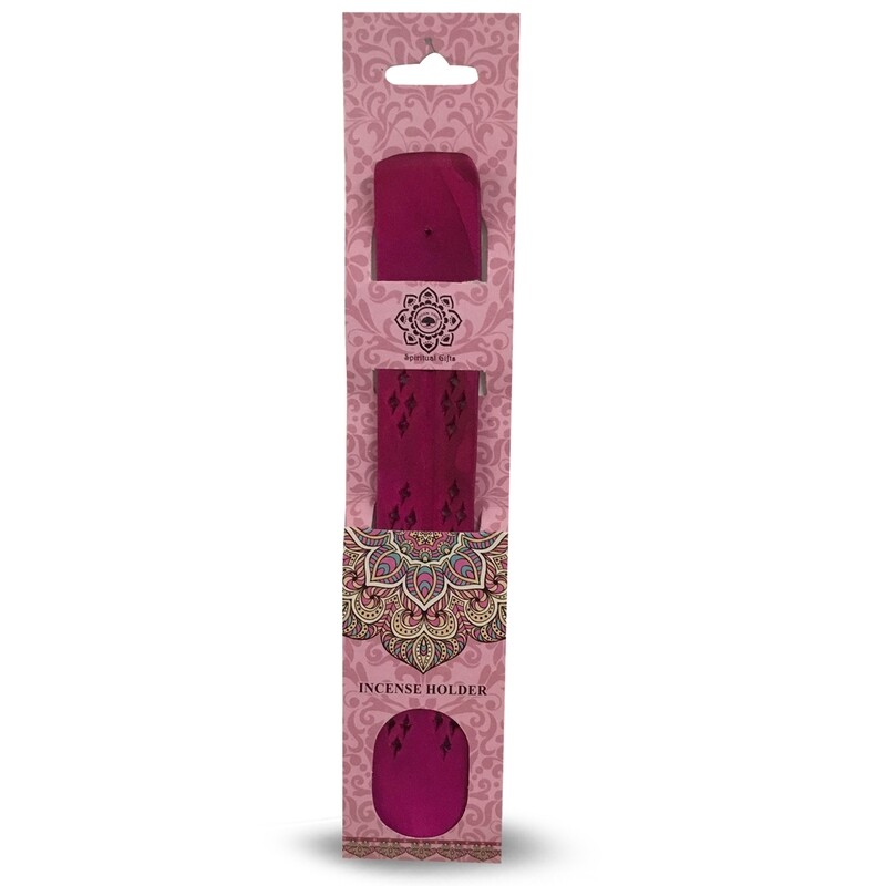 Green tree wooden incense holder pink