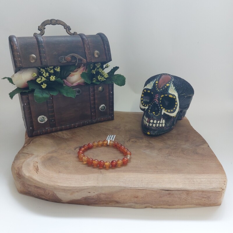 Rode agaat en carneool armband 8mm