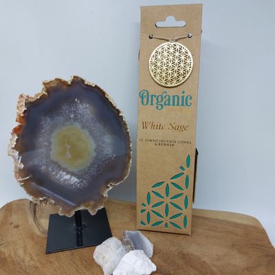 Organic goodness witte salie wierook kegels plus houder