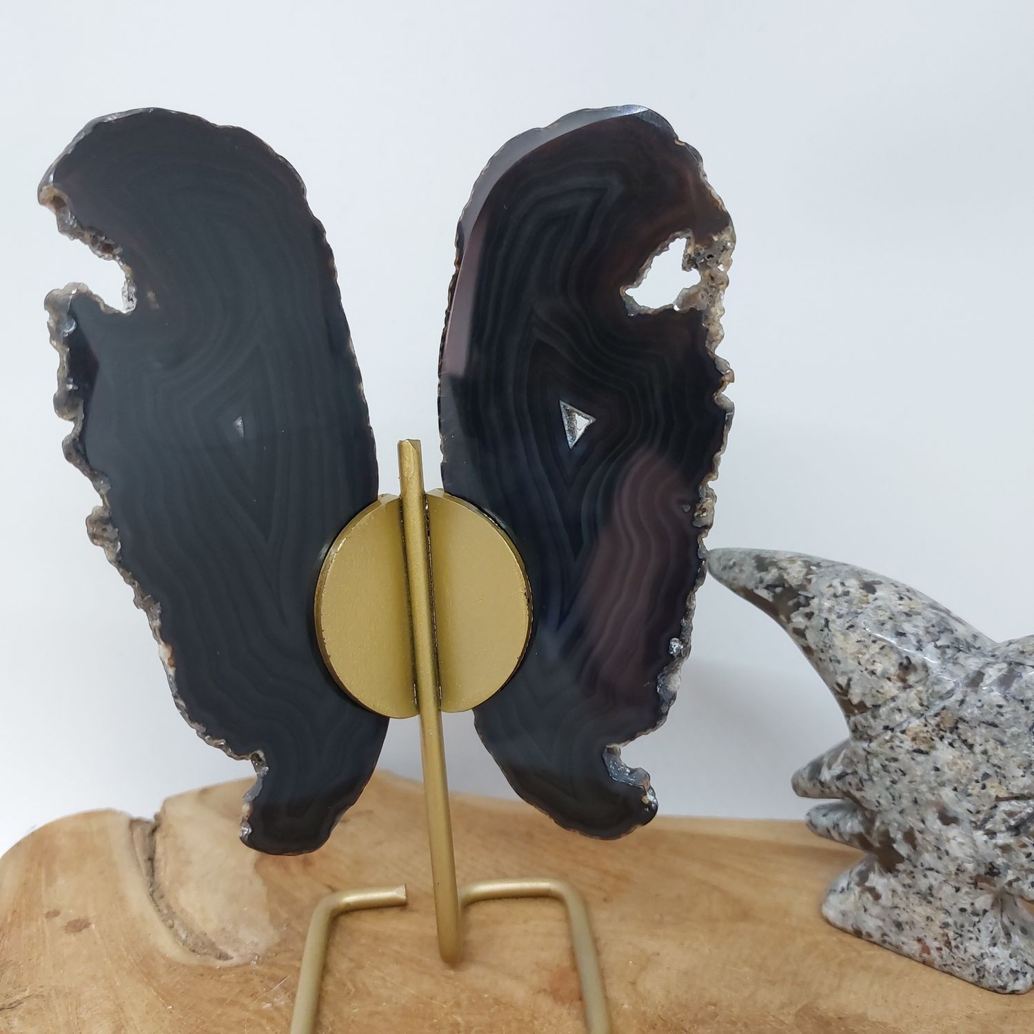 Zwarte agaat vlinder met glittergrotjes