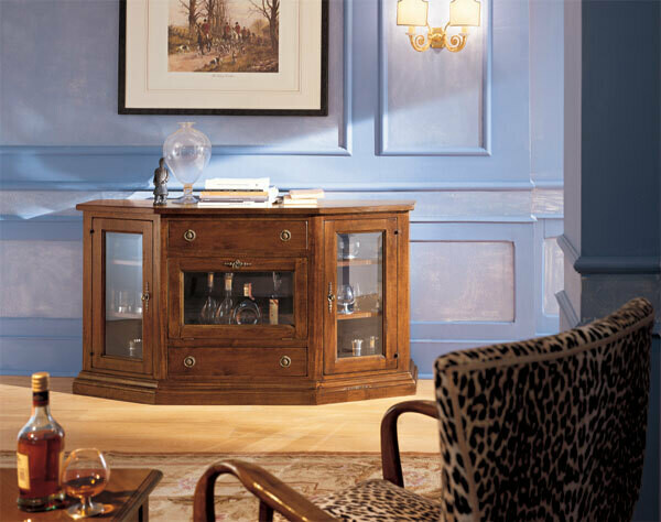 Credenza scantonata con portabottiglie