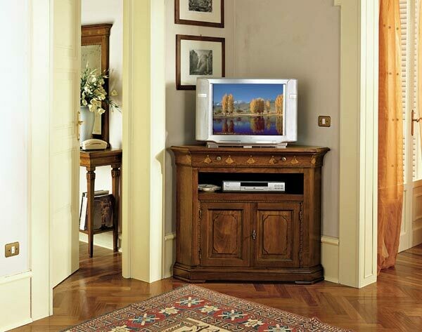 Porta TV angolare in noce