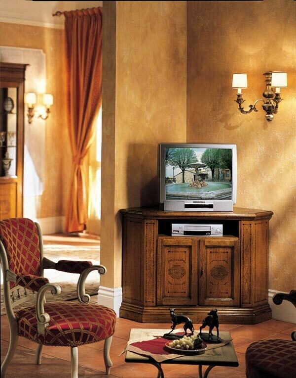 Porta TV angolare in noce