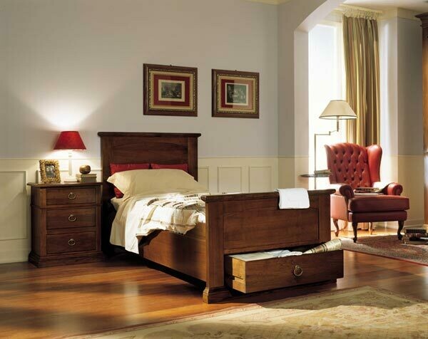 Letto singolo dritto con cassetto