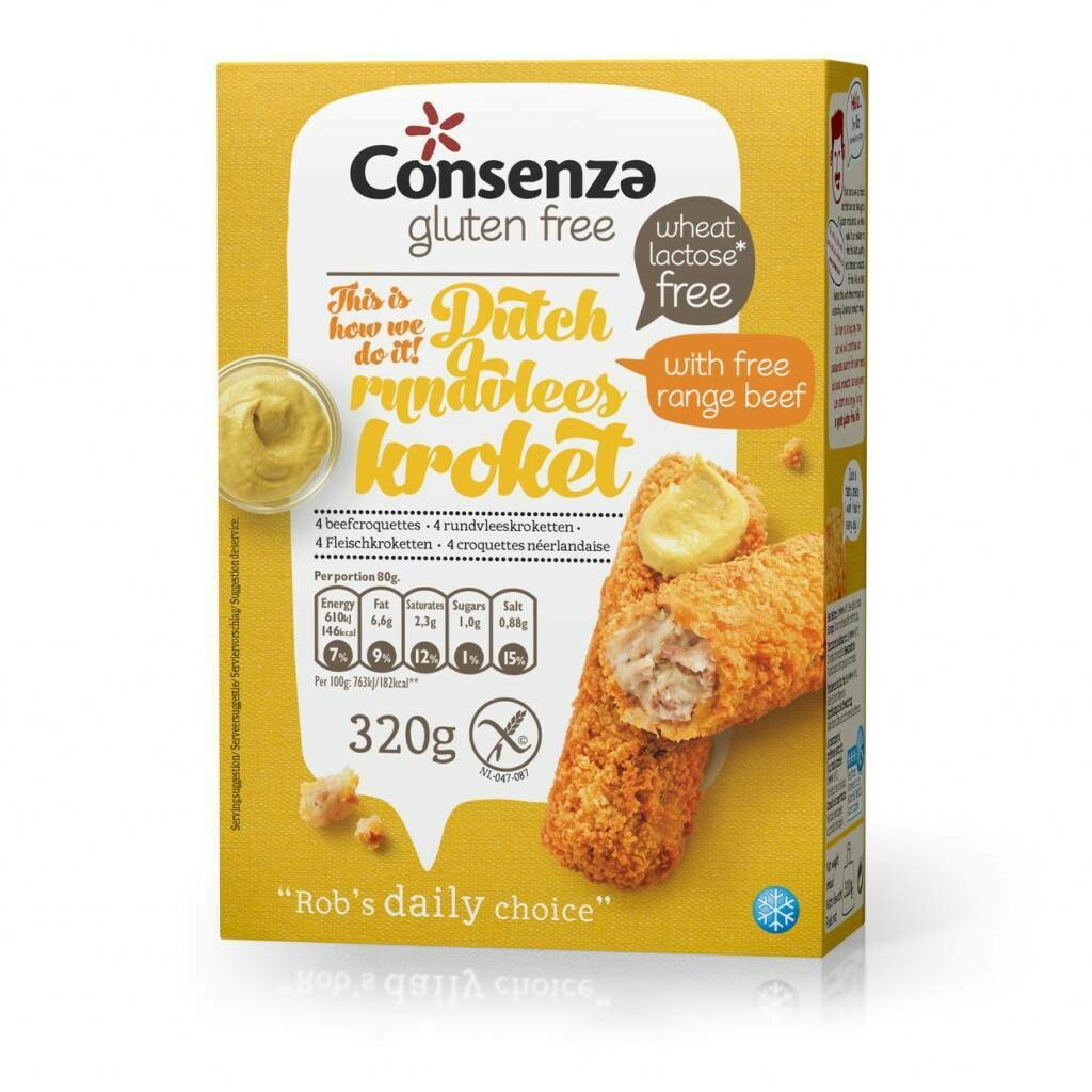 Consenza Rundvleeskrokettten 320 g  ( Bestellen voor Dinsdag 18 uur voor levering op zaterdag in uw provincie of afhaal !)
