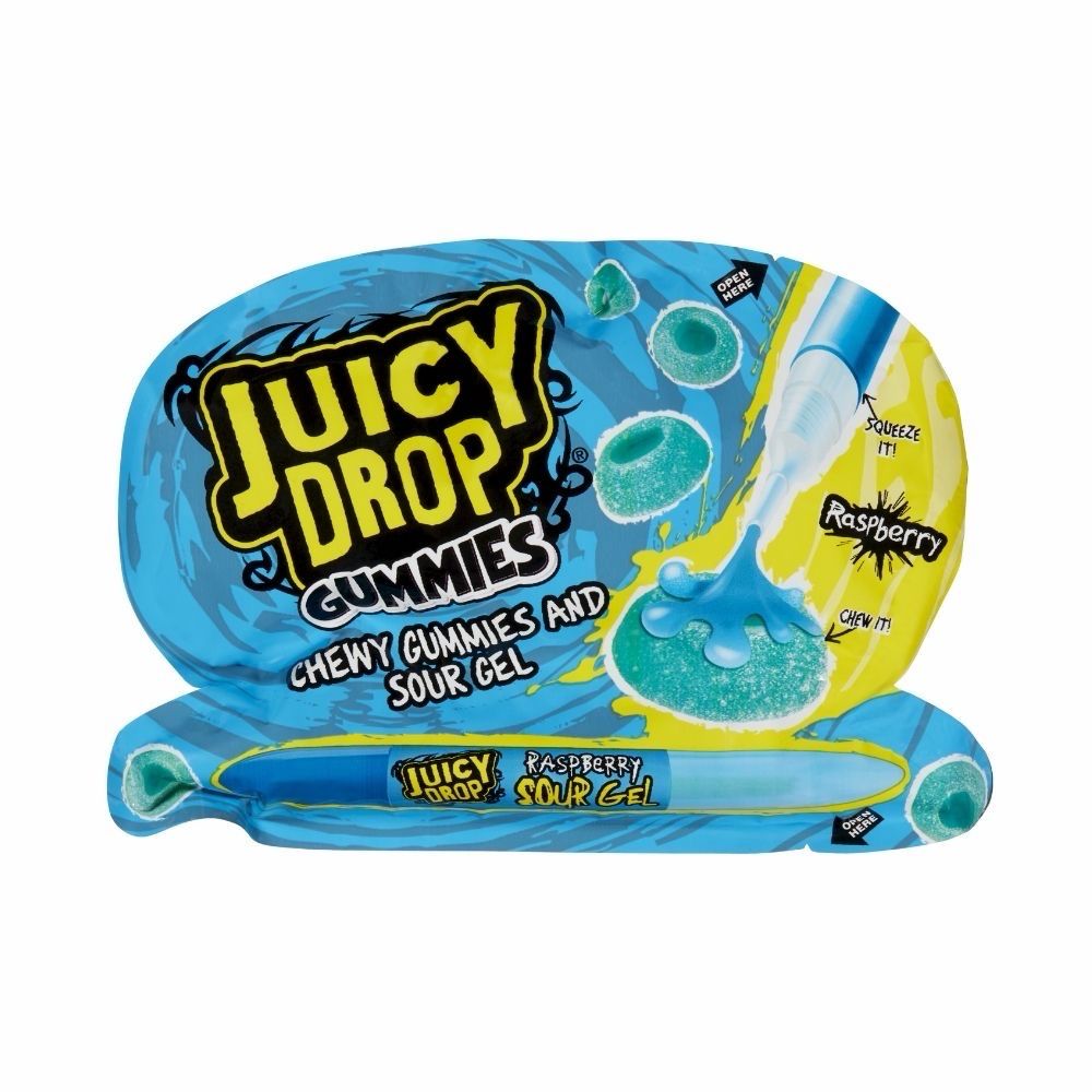 JUICY DROP GUMMIES SOUR GEL BLUE RASPBERRY JUICY DROP GUMMIES SOUR GEL BLUE RASPBERRY