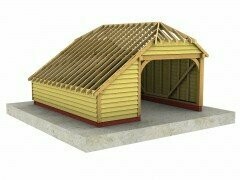 1 Bay Garage with Integral Log Store and Half-Hipped roof