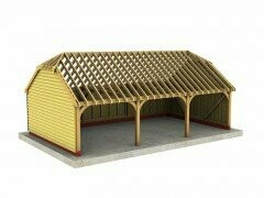 3 Bay B-Depth Garage with Half-Hipped Roof