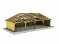 4 Bay B-Depth Garage with Fully-Hipped Roof