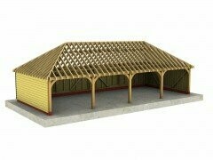 4 Bay C-Depth Garage with Fully-Hipped Roof