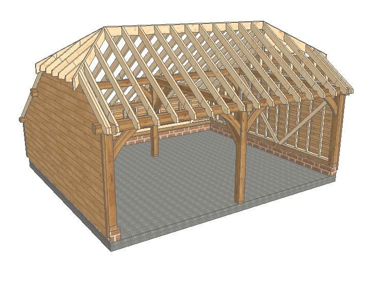 2 Bay A-Depth Garage with Half-Hipped Roof